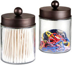 Amolliar Apothecary Jar Bathroom Storage Qtip Holder Glass, Bronze 2Pack - Image 4