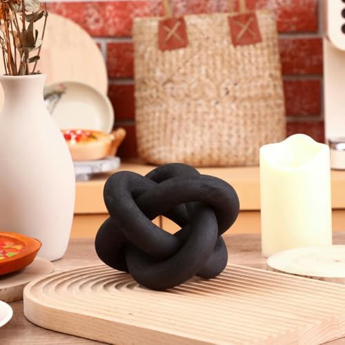 Yalikop 3 Link Wood Knot Decor Rustic Table Shelf Accents, Black - Image 5