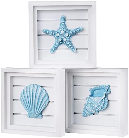 LODOCAVE Blue Seashell Starfish Coastal Wall Decor, 6.3"x6.3" by LODOCAVE