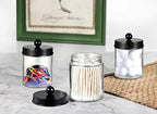 Amolliar Apothecary Jar Qtip Holder w/Metal Lid Glass,Glass, Black 2Pack - Image 6
