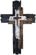 Top Brass Decorative Wall Cross – 12” Rustic Multi Layered Weathered Wood Look – Spiritual Jesus Art Décor/Crucifix Sculpture by TopBrass