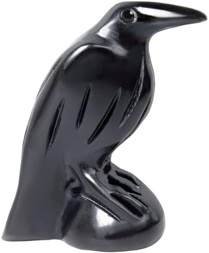Black Obsidian Raven Statue Gothic Witchy Decor Hekate Crystal by Hguxmcu