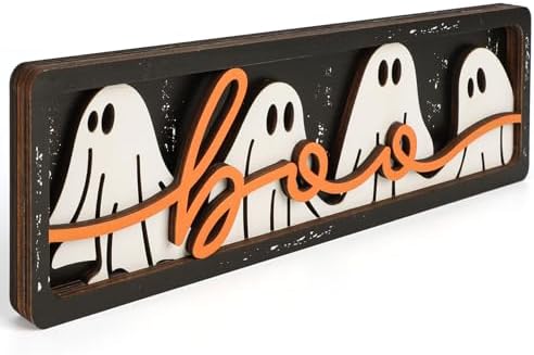 Vintage Halloween Boo Decorations for Office Home Table Mantel Shelf Desk by COCHIE