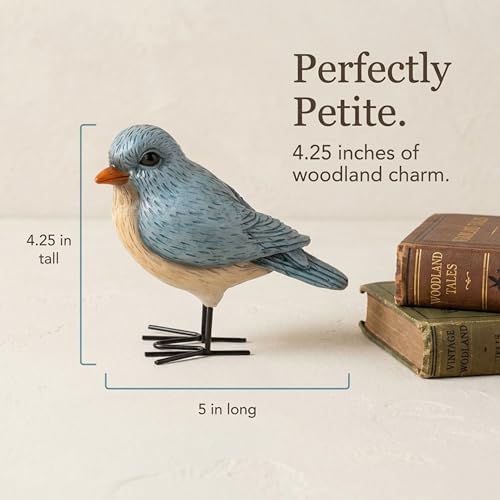 The Bridge Collection Rustic Blue Bird Figurine - Standing Songbird Decor - Image 3