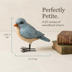The Bridge Collection Rustic Blue Bird Figurine - Standing Songbird Decor - Image 3