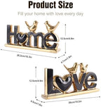 Love Sign Decor,Gold Room Decor Aesthetic, Knick Knack Shelf,Bird Decor, Boho Bookshelf,Abstract Statue,for Living Room,Bedroom, Contemporary Tv Stand Set of 2 (2, Gold Black) - Image 3