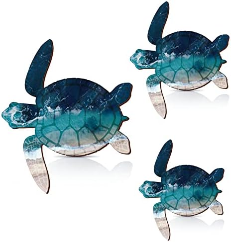Bucherry 3 Sizes Wooden Sea Turtle Wall Decor Turtle Wall Art,Dark Blue - Image 5