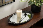 Kate and Laurel Arendahl Vintage Oval Mirrored Decorative Tray, 17 x 10, Antique Black, Traditional Ottoman Tray for Living Room Home Decor with Ornate Detailing - Image 3
