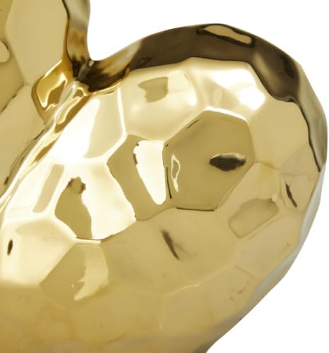 Deco 79 Porcelain Ceramic Heart Decorative Sculpture Dimensional Angled Origami Inspired Home Decor Statue, Accent Figurine 8" x 3" x 8", Gold - Image 4