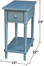 IC INTERNATIONAL CONCEPTS Solid Wood Narrow Side Table in Ocean Blue Antique - Image 3