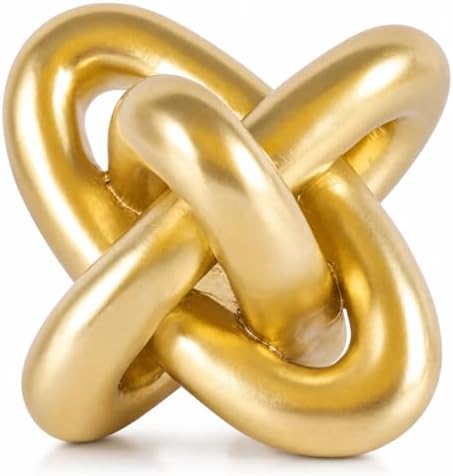 XMGZQ Gold Knot Decor for Coffee Table Book,Chain Link Living Room Decor Item for Bookshelf Entryway Nightstand TV Stand,Minimalist Knot Sculpture for Home Living Room,Centerpiece Table Decorations by XMGZQ