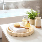 Yalikop Round Concrete Decorative Tray for Coffee Table Decoration 12" Modern Cream White Table Centerpieces Decorative Ottoman Tray for Serve Home Decoration Accent Bandejas Decorativas Gift - Image 5