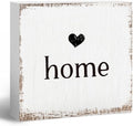 Home Sign, Home Signs for House Decor, Welcome Sign, Rustic Farmhouse Desk Decor Wood Block Box Plaque for Living Bedroom Room Wall Shelf, Housewarming Gifts, 8x8inch by ANIANG