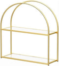 Crofy 2-Tier Arched Wall Shelf with Gold Frame & Transparent Shelves by CrofyLLC