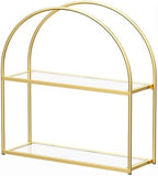 Crofy 2-Tier Arched Wall Shelf with Gold Frame & Transparent Shelves by CrofyLLC