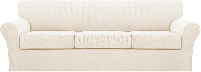 Turquoize 4 Piece Sofa Covers for 3 Cushion Couch Sofa Slipcover Soft Couch by Turquoize