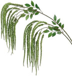 2Pcs Amaranthus Artificial Flower, 43" Faux Hanging Amaranthus Silk Cascading Floral Stems for Wedding Bouquet, Home Vase Decor, Bendable Stems Fake Hanging Plants (Green) by Unknown