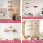 SweetSage Fire Escape Shelf - Pink Wall Decor Floating Shelves, Cute Metal Ladder Shelving for Bedroom, Home Decor Display (3-Tier) - Image 6