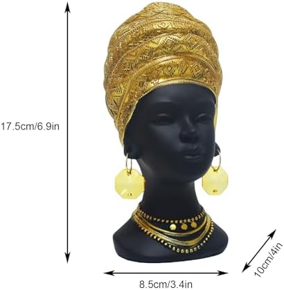 African Women Statues, Vintage Black Lady Art Bust Figurines - Image 2
