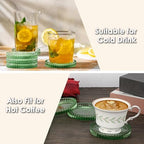 Modern Clear Coaster Set of 5- Glass Coasters for Drinks, Clear Green - Image 5