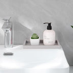 Silicone Bathroom Vanity Tray Dish Soap Holder Sink Organizer, Light Grey - Image 2