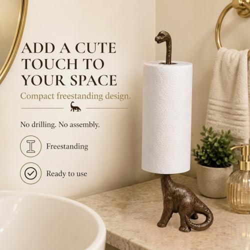 Wallcharmers Rustic Dino Paper Towel Holder & Metal Toilet Paper Stand - Image 4