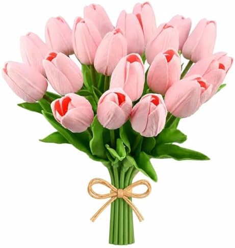 Mandy's 20pcs Artificial Light Pink Tulips by Mandys