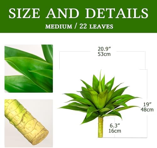Artificial Agave Faux Agave Fake Greenery Outdoor Artificial Plants Fake Plants for Indoor Home Decor Plastic Plants Outdoor Decor Front Porch Decor Simulation Plants 22"(2Pcs Green) No Vase - Image 2