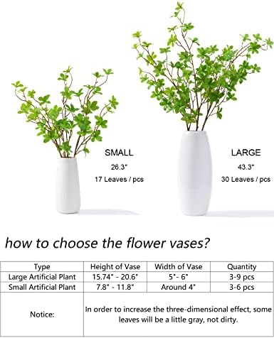 Heleze Artificial Greenery Stems Faux Branches with Leaves for Vase Fake Plants for Home Decor Indoor 43.3 Inch 3 PCS - Image 5