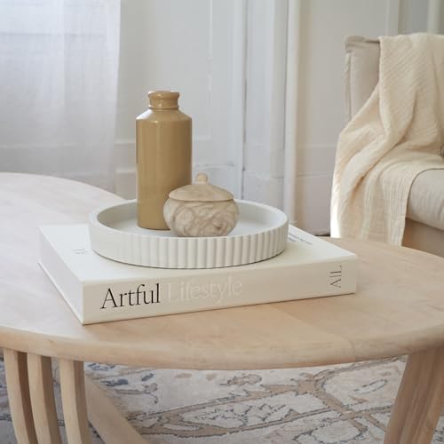 Decorative Concrete Tray & Book Decor Set - Scalloped Tray & Linen Box - Image 6