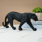 Cheetah Statue Black Panther Leopard Resin Big Cat Sculpture Modern Home Decor Realistic Leopard Sculpture Gift for Home Office Table Top Desktop Decoration 15.5" L X 6.9" H - Image 6