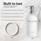 White Glass Lotion Dispenser with Pump Bathroom Set by Brighter Barns - Hand Lotion Dispenser Set with Tray - Modern Bathroom Accessories for Guest House, Hotel, Spa, Restaurant, Gym, Gifts (White) - Image 3