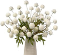 10Pcs 20.5" Artificial Pompon Mum Silk Flower Stems, Fake Chrysanthemum Ball Faux Flowers for Vase, Fall Floral Stems for Indoor Home Decor Wedding Centerpieces, White (No Vase) by ENALGRE