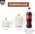 2Pcs Resin Pumpkin Figurines, Gold Stripe Fall Thanksgiving Decor - Image 2