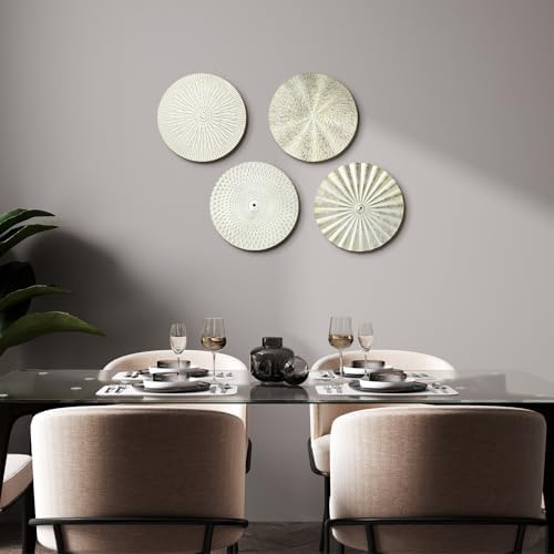 Hicarer 4 Pcs 12 Inch White Gold Metal Wall Art Decor Sunburst Decor - Image 5