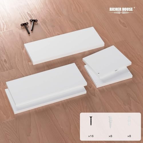 RICHER HOUSE White Floating Shelves Bathroom, Small Wall Shelf Over Toilet - Image 6