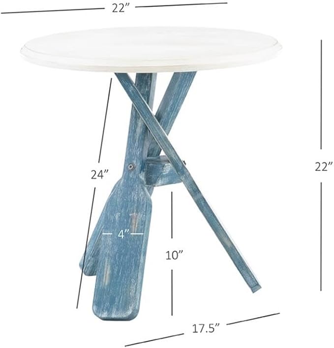 Pemberly Row Transitional Wood Side Table, 22 in Round Distressed Cream and - Image 3