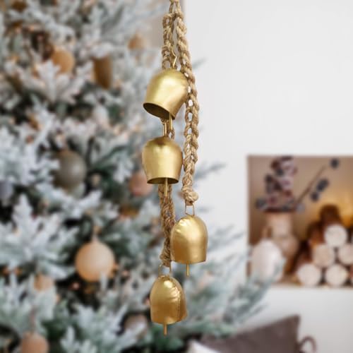 Christmas Bells Vintage Hanging Decorative: Gold Bells Decoration by VUSKLY