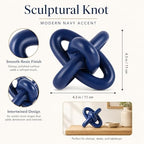 XMGZQ Blue Knot Decor for Coffee Table Book,Chain Link Decor for Bookshelf Entry Table TV Stand,Navy Knot Sculpture for Home Living Room,Object Decoracions para sala,adornos para sala Modernos - Image 3