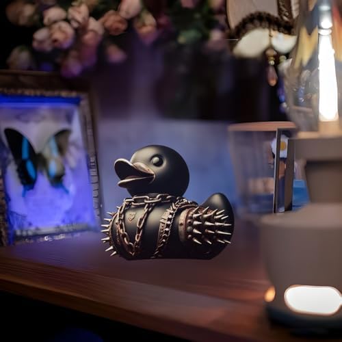edenfaux edenfuax Punk Duck Goth Resin Duck - Garage Kits,Unique Gothic Gifts & Collectibles,Vinyl Rubber Novelty Ornament Dark Satanic Duck Figurine for Desktop Home Halloween Decor (Punk Duck) - Image 2