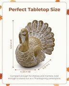 GoGnome Resin Turkey Figurine, Hand-Painted Thanksgiving Tabletop Decor, Fall Harvest Turkey Statue for Mantel, Shelf, Dining Table, Kitchen, Entryway - Image 3