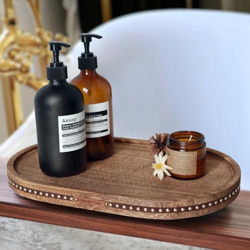 Oval Wooden Decorative Tray Coffee Table Tray Home Decor 15" Rustic - Image 5