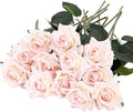 Kimura's Cabin 12pcs Real Touch Rose Artificial Flower Long Stem,Light Pink by WeddingPartyArrangementBouquetsDecorationArtificialFlowers