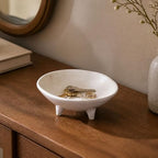 6" Small Decorative Bowl, Multi-Purpose Decorative Bowls for Keys, Candy and Home Decor, Ceramic Bowl （Retro White） - Image 5