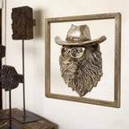 JJALIGHTS Exquisite Resin Animal Head Wall Sculpture (Gift Metal Frame) - Imitation Copper Vintage Decor for Living Room, Bedroom & Office | Decorative Wall Hanging Art (Lion) - Image 6