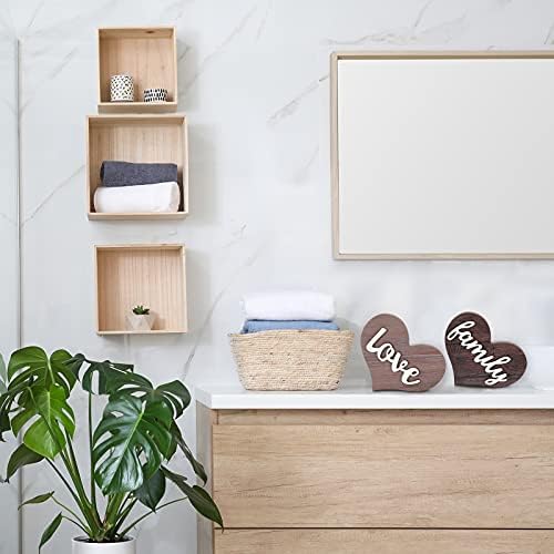 Jetec 2 Pcs Heart Shaped Wooden Signs, Family Decor, Love Table Decor - Image 7