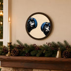 Whimsical Blue Crow Bird Round Framed Wall Art - Image 3