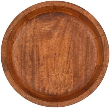 EDHAS Mango Wood Decorative Round Carved Bowl for Decoration, Centerpiece Bowl for Table (10" x 10" x 2.5") - Image 3