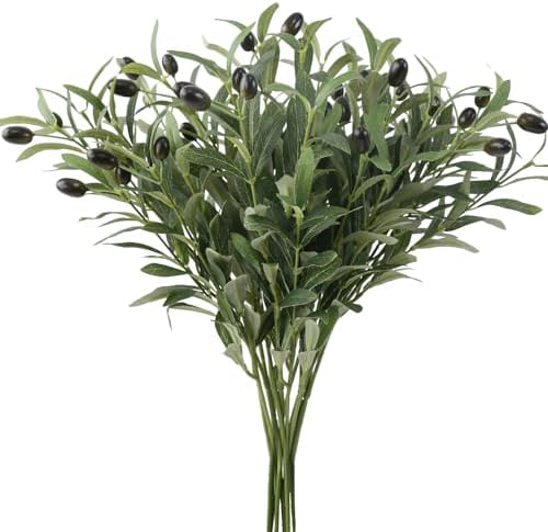 Leftover 6PCS 18Inch Faux Olive Branches for Vase Realistic,Artificial Olive Tree Branches,Fake Plants,Greenery Stems,Eucalyptus Stems,Green Leaves for Centerpieces Decoration,Home Decor,Table Decor by LEFTOVER