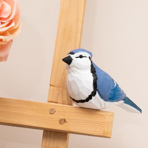 Handmade Wooden Blue Jay Bird Figurine – Backyard Blue Jay Home Decor, Cute Jay Knick-Knack for Bird Lovers, Unique Gift for Women, Mom, Friends – Rustic Nature Home Ornament - Image 3